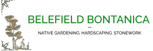 Logo for Belefield Bontanica highlighting native gardening, hardscaping, and stonework services.